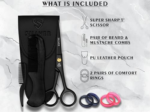 5” Professional Beard Scissors with Combs & Pouch