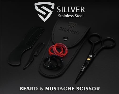 5” Professional Beard Scissors with Combs & Pouch