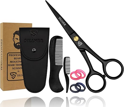 5” Professional Beard Scissors with Combs & Pouch