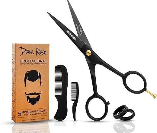 DEMI ROSE 5" Beard Scissors & Combs for Precise Grooming