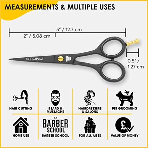 STONLI® 5" Beard & Moustache Scissors with Comb & Pouch