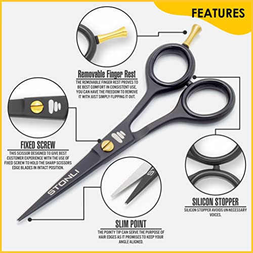 STONLI® 5" Beard & Moustache Scissors with Comb & Pouch