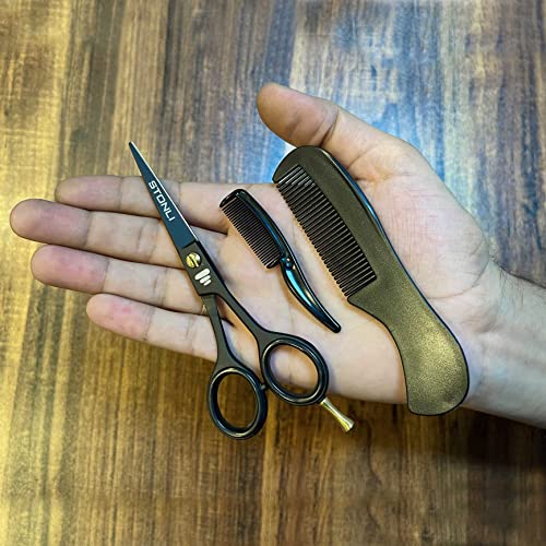 STONLI® 5" Beard & Moustache Scissors with Comb & Pouch