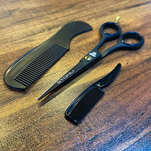 STONLI® 5" Beard & Moustache Scissors with Comb & Pouch