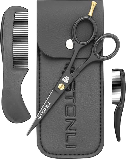 STONLI® 5" Beard & Moustache Scissors with Comb & Pouch